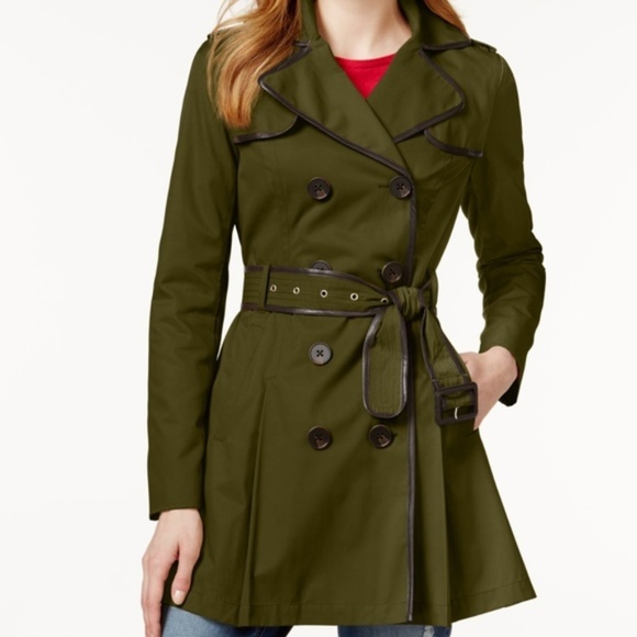 Anthropologie Jackets & Blazers - NWOT Army Green Double Breasted Ruffle Trench Coat